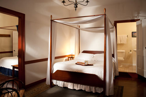 Adjoining double size bedrooms, each with a private bath at the Jean Bonnet Tavern B&B, Bedford, PAPA