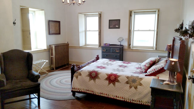 Reverse Angle of Queen Bed in Room 2 at Jean Bonnet Tavern, Bedford PA